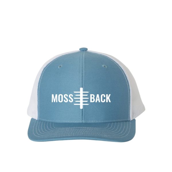 mossback trucker cap blue and white