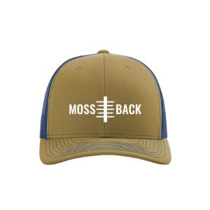 mossback trucker cap tan and blue